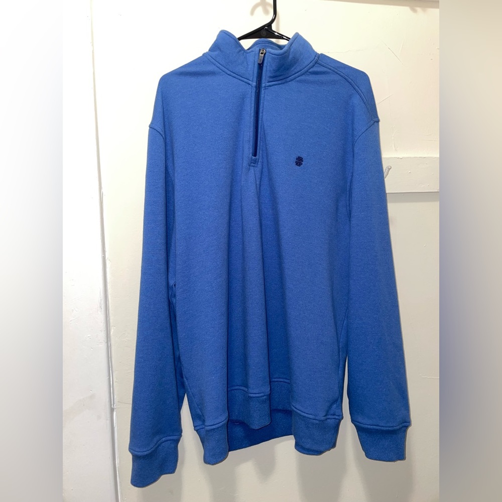 IZOD ADVANTAGE PERFORMANCE Sweater Quarter-Zip Pullover Blue XL Stretch Men’s
